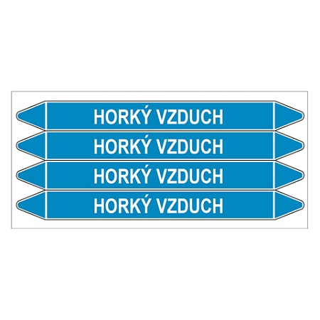 Značení potrubí, horký vzduch,4 ks, 250 × 26 mm